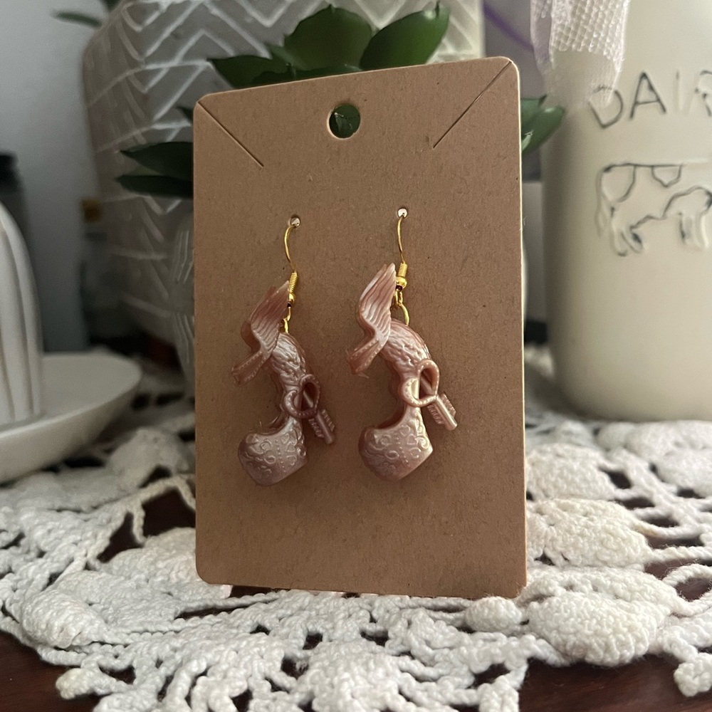 *3 for $20* Bronze Cupid Heel Barbie Shoe Earrings